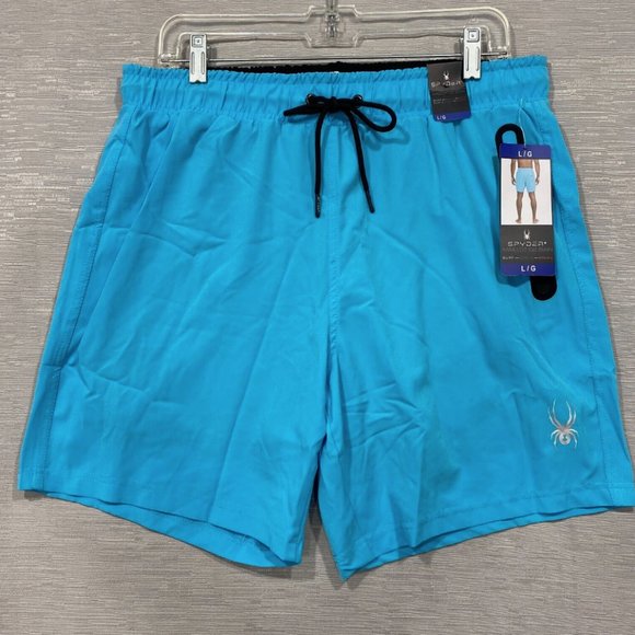 SPYDER Blue Swim Shorts Mens Sizes S M L XL 2XL Quick Dry UPF 30+ Boxer Lined - Picture 2 of 8